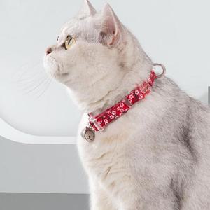 C7_고양이 목줄 플라워 레드 S 반려묘 방울 산책 목걸이