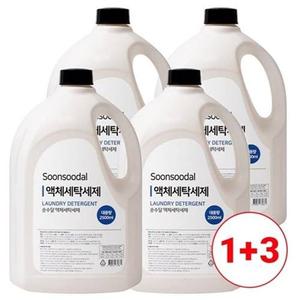 1+3 (4개 묶음) 순수달 세탁세제 대용량 2.5L [총10리터]