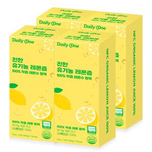 데일리원 진한 유기농 레몬즙 100% 착즙 레몬수 원액 25g X 14포 4통