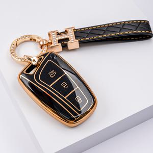 현대 호환용 스마트키 3버튼 그랜저HG 맥스크루즈 산타페DM 에쿠스 제네시스DH 호환용 TPU 차키 케이스+H큐빅스트랩