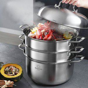 까사니 인덕션 3단 찜기 찜냄비 스티머 전골냄비 32cm