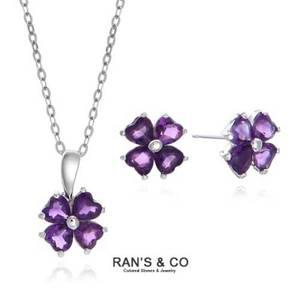 [RAN'S&CO][란스앤코] RAN`S&CO 천연자수정 하트크로버 귀걸이+하트크로버 목걸이