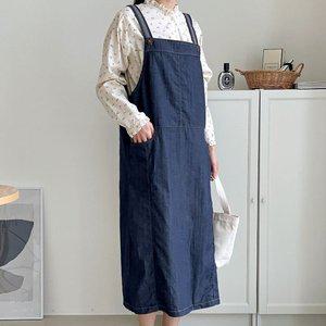 [기타]데님 멜빵원피스 에이라인 깅엄체크 봄청치마 블랙진