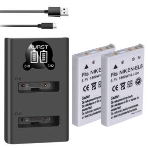 2개 EN-EL5 ENEL5 배터리 듀얼 USB 충전기 호환 니콘 Coolpix P530 P520 P510 P100 P500 P5000 P5100 P6000