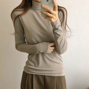 여자 슬림 터틀넥 빅사이즈 기모무지티 긴팔티 티셔츠