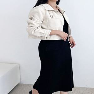 여자 스웨이드 라이더 크롭 카라 집업 자켓 OCW-JKA-SWFGOPZY
