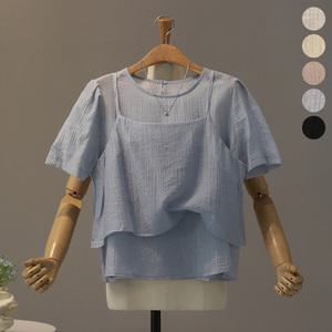[모노시크] 루이베 쉬폰 블라우스 + 뷔스티에 세트_MNBS533