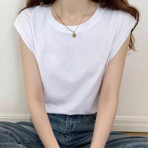 무지 이너 라운드 흰 민소매 티 이너나시티 나시티 쿨