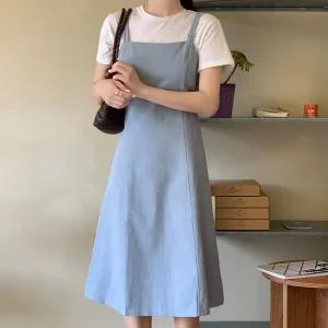 머트 뷔스티에 스트랩 코튼 원피스 여름 여성 반팔 데일리 여름원피스 빅사이즈