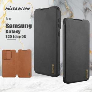 삼성 호환용 갤럭시 S25 Edge 5G 케이스 용 NILLKIN Qin Pro 플립 가죽 카메라 슬라이드 초박형 렌즈 보호
