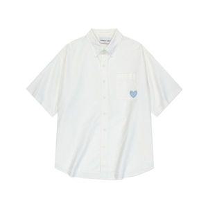 와키윌리 WACKY WILLY 하트 와펜 옥스포드 반팔 셔츠 화이트 WA2402SS01WH 160067