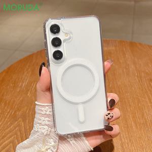 Magsafe 자기 충전 전화 케이스 삼성 갤럭시 S25 S24 S23 울트라 S22 플러스 S21 FE A16 A15 A35 A55 투명