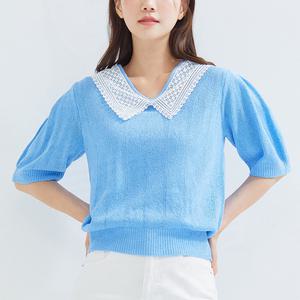 [로엠] 레이스 매칭 반팔 스웨터 (RMKAC25RT2-T)