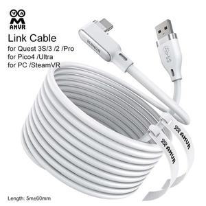 AMVR Quest 3S/3/2/Pro용 새 5m 링크 케이블 PICO 4/4 Ultra VR 액세서리용 USB