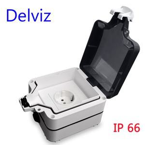 Delviz IP66 방수 방진 상자, 16A EU 벽 소켓 충전, 외부 설치 잠김, 실외