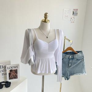 (나시&가디건세트) 여리여리 슬림핏 플레어나시& 볼레로가디건 세트 H757 릴리볼레로세트