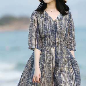 쉬미리 여름 원피스 모시 휴양지 여성 반팔 브이넥 바캉스
