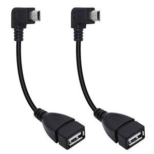 Xilaghy 90도 미니 USB에서 USB A OTG 어댑터 케이블 5.5인치 왼쪽 각도 5핀 타입 B 남성에서 여성 디지털 카메라용 코드, 블랙, 14cm(2팩, 왼쪽)