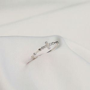 큐빅 데일리 묵주반지 실버 조절 사이즈 십자가 십자가반지 천주교묵주반지