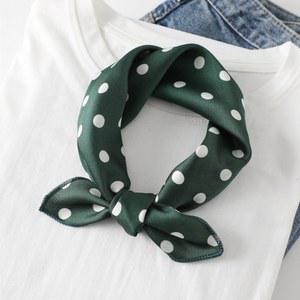 스카프 50cm 작은 사각형 여성 두건 도트 디자이너 실크 Nandkerchief 얇은 머리