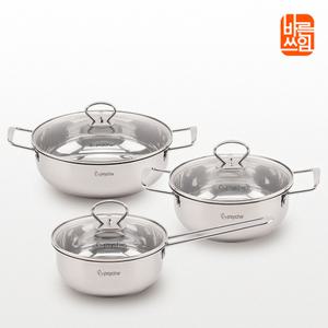 BASS 스테인레스 인덕션 편수18cm 양수20cm 냄비전골26cm냄비 3종세트