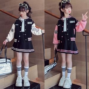 여아 초등학생 베이스볼86 봄가을 자켓 플리츠 스커트 상하 세트