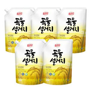 트리오 곡물설거지 주방세제 우리현미 리필 1.2L x5개
