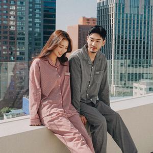 미니하운드체크 잠옷세트 홈웨어 커플파자마