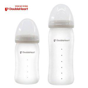 [더블하트] 실리콘코팅 노꼭지 유리젖병 160ml,240ml 택1