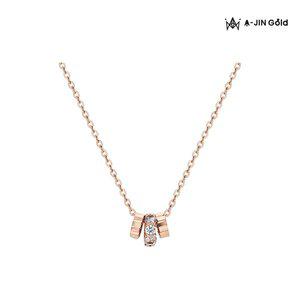 [아진골드] 14k  트루아 링 큐빅 포인트 목걸이