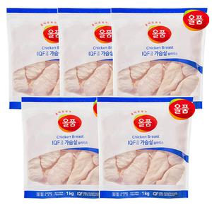 공식 올품 IQF 닭가슴살 슬라이스 1kg 5봉