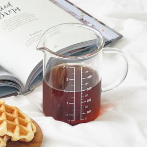 [리본제이]프리미엄 비커 내열 유리 계량컵 500ml / 홈카페 유리잔 컵 저그