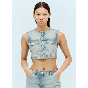 데님 크롭 블루 조끼 124DBL153DE0016 7011