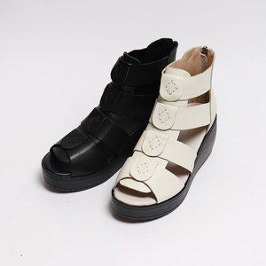 [원더슈즈](의정부점)천연소가죽 글레디에이터 컴포트 쿠션 미끄럼방지 샌들 6.5CM PP-269