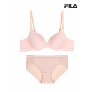 [하프클럽/휠라 언더웨어]에센셜 메쉬 아웃밴드 코랄블러시 브라 팬티 세트