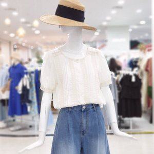 [ab.f.z]사이드밴딩 레이스 반팔 블라우스 FSQY5B36G