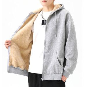 학생 겨울 외출복 기모 커플 오버핏 남여공용 양털 빅사이즈 무지 후드집업 2color