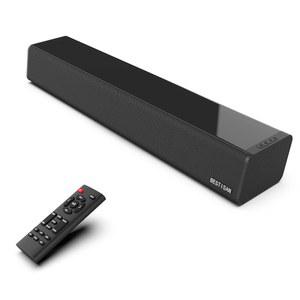 TV, PC, 게임, 모니터용 BESTISAN 사운드 바, 블루투스 5.0 /HDMI ARC /광학식 /동축식 /AUX /USB 연결, 3가지 오디오 모드, 베이스 조절 가능, 16인치, 벽면 장착형(블랙)