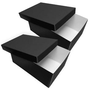 라인코, 포토 카드 박스, 박물관 수준의 아카이브 보관함, 탈착식 뚜껑이 있는 무산, 네거티브용 벌크 인쇄, 필름, 사진, 스냅샷, 5x8x12인치, 블랙, 2팩