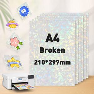 A4 인쇄 가능한 접착 스티커 용지, 무광, 유광, 홀로그램, 금, 투명, 유리, 다이아몬드 시트, 잉크젯 프린터 나노, 10