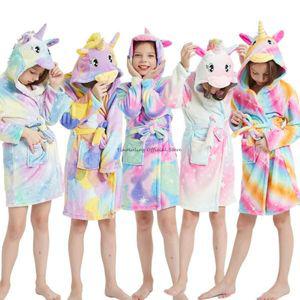 호텔 샤워 목욕 가운 대형 수건 극세사 골프 Kigurumi-어린이 유니콘 어린이 후드 남아 잠옷 여아 아기 동