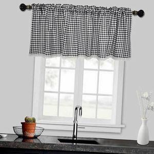 [BZJL2HUE_4B]체크 커튼 106x45cm 블랙 주방창문 미니커튼