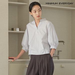 [롯데백화점]미니멈 [미니멈 에브리데이]원버튼 차이나 카라넥 반팔 셔츠 (EB2BA008D)
