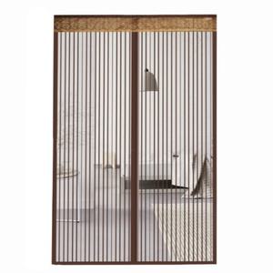 디버스조이 스트라이프 자석 문 모기장 90X210CM 브라운 마그네틱 방충망 출입문