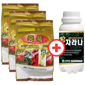 산들마켓 충뚝 1kg 총채벌레 고자리파리 진딧물류 살충제 토양미생물 제제 3개+ 왕자라나 500ml 1개
