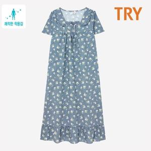 TRY 60수 아사면 여성 플라워 패턴 원피스 홈웨어