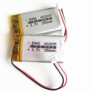 3.7V 250mAh 402035 리튬 폴리머 LiPo 충전식 배터리 JST 1.25mm 3핀 커넥터 GPS Mp3 블루투스 스마트 시계