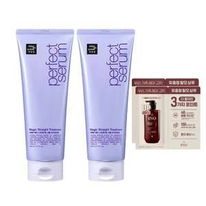 미쟝센 퍼펙트 매직 스트레이트 세럼 트리트먼트 230ml, 2개 + 증정 (려 흑운 볼륨모근강화 샴푸 6ml, 2개)