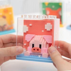 돼지블럭 액자형 나노블럭 341pcs 돼지만들기 시니어미술 5살장난감 노인
