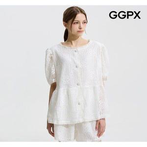 [GGPX]데이트룩 펀칭 레이스 블라우스 (GP6SH048F)